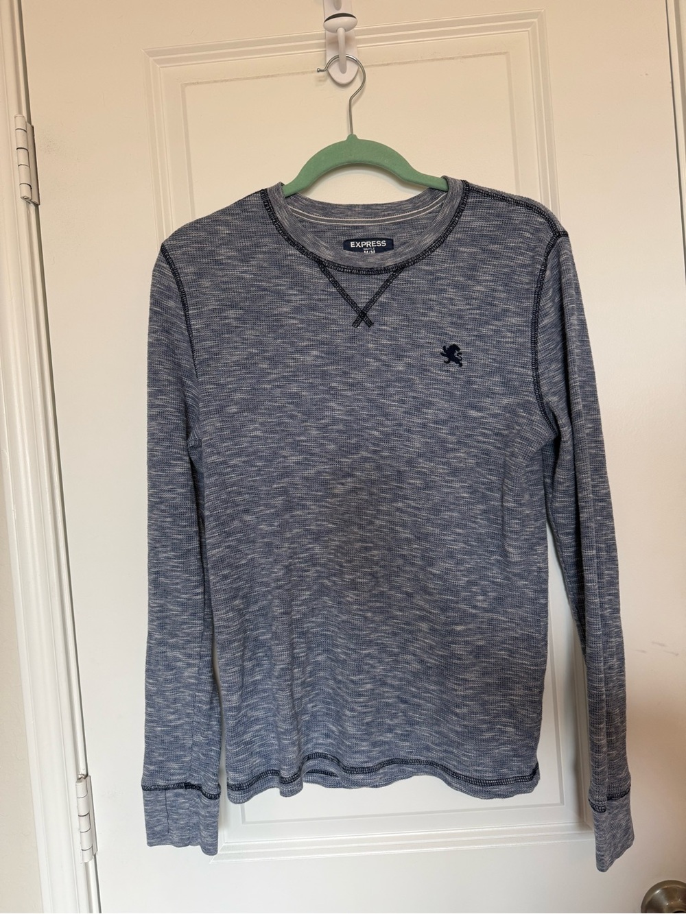 Express Blue Waffle Thermal Shirt with V-Stitch